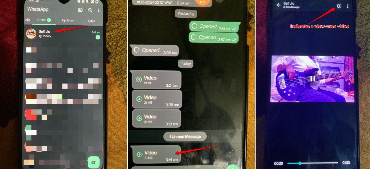 recording the view once video on WhatsApp