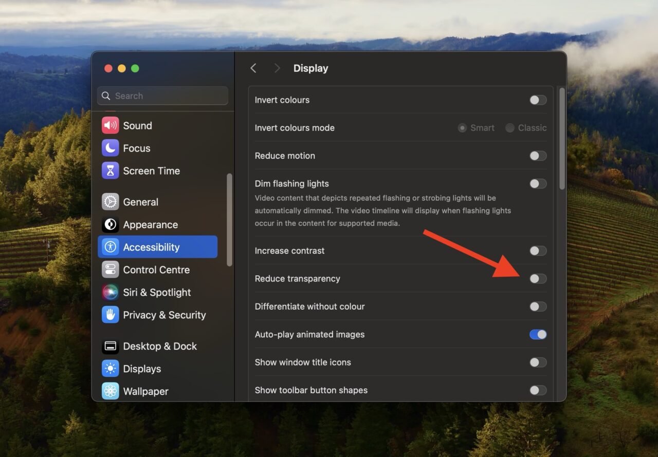 Reduce Transparency Mac