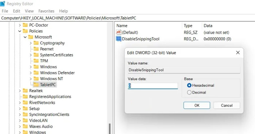 How to Fix The Windows 11 Snipping Tool Broken Error? 16 DWORD (32-bit) value String
