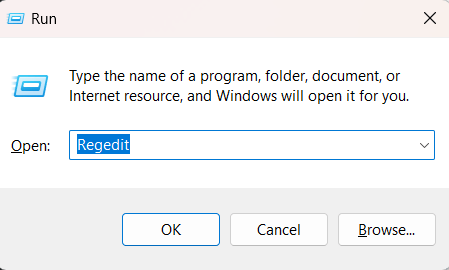 How to Remove the Spotlight Wallpaper Icon from Windows 11? 2 Type regedit and press Enter.