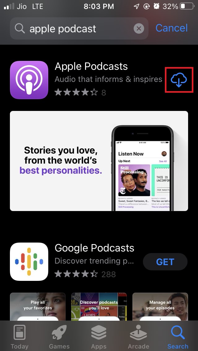 reinstall Apple Podcasts app