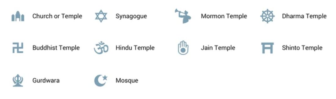 What Do Various Google Maps Icons and Symbols Mean 23 religious places of interest on Google Maps