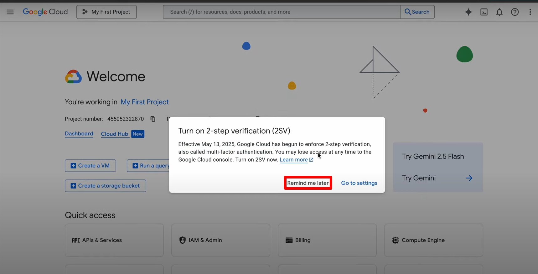 Google VEO 3 FREE for 90 Days! Step-by-Step Guide 7 remind me later about 2 step verification