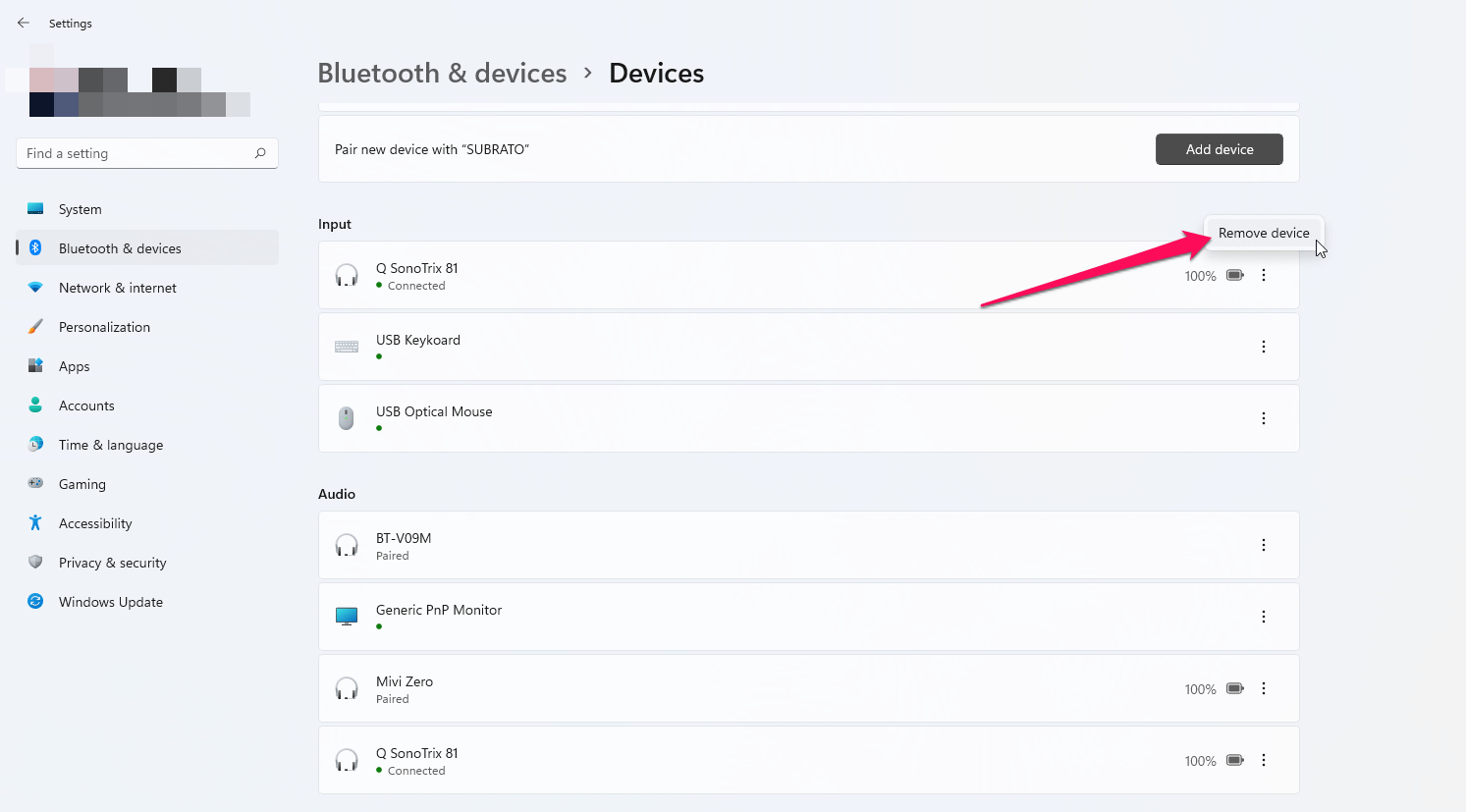How to Fix Bluetooth Headphone Not Working on Windows 11? 4 Remove The Device From The List of Paired Devices