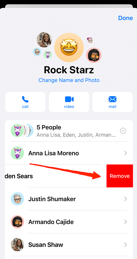 How to Use iMessage Group Chat on iPhone? 10 remove and left-swipe on the particular contact