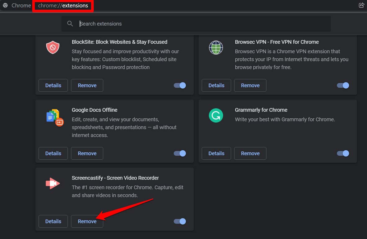 remove chrome extensions from browser