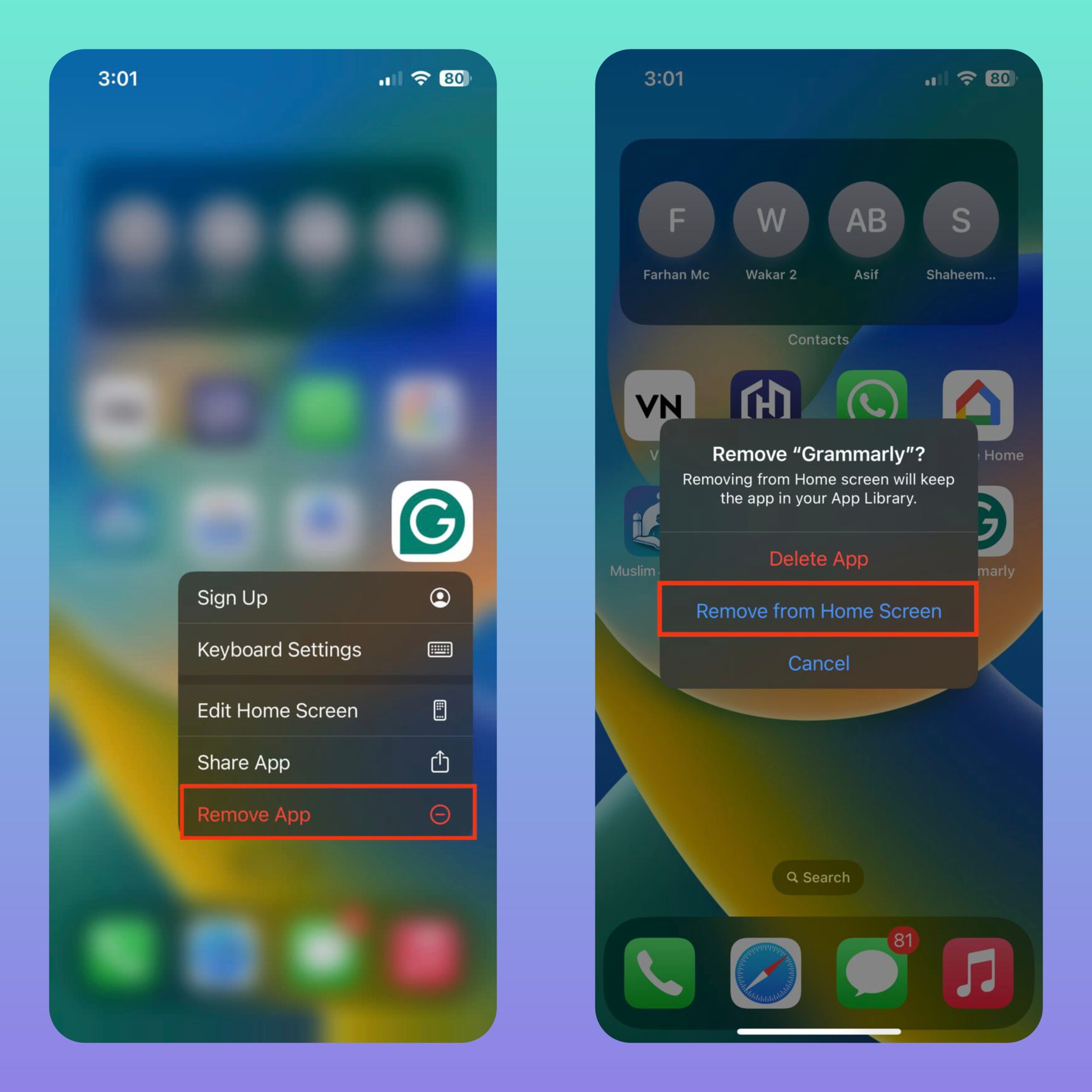 How to Hide and Unhide Apps on iPhone 2 remove from home screen 1 app