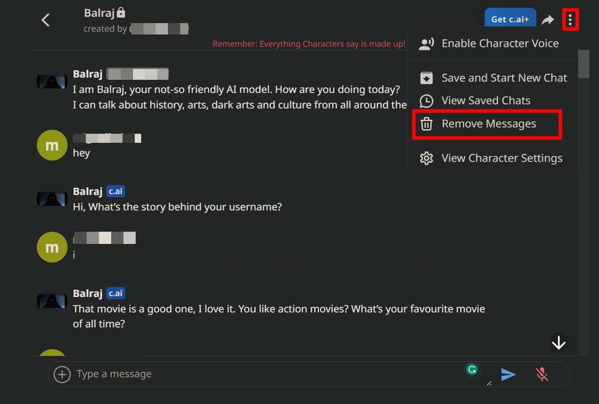 How to Delete a Character in Character.AI? 3 remove messages exchanged with AI bot