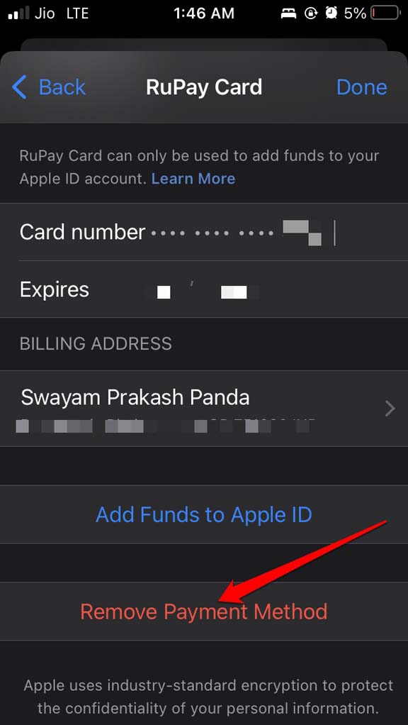 remove payment