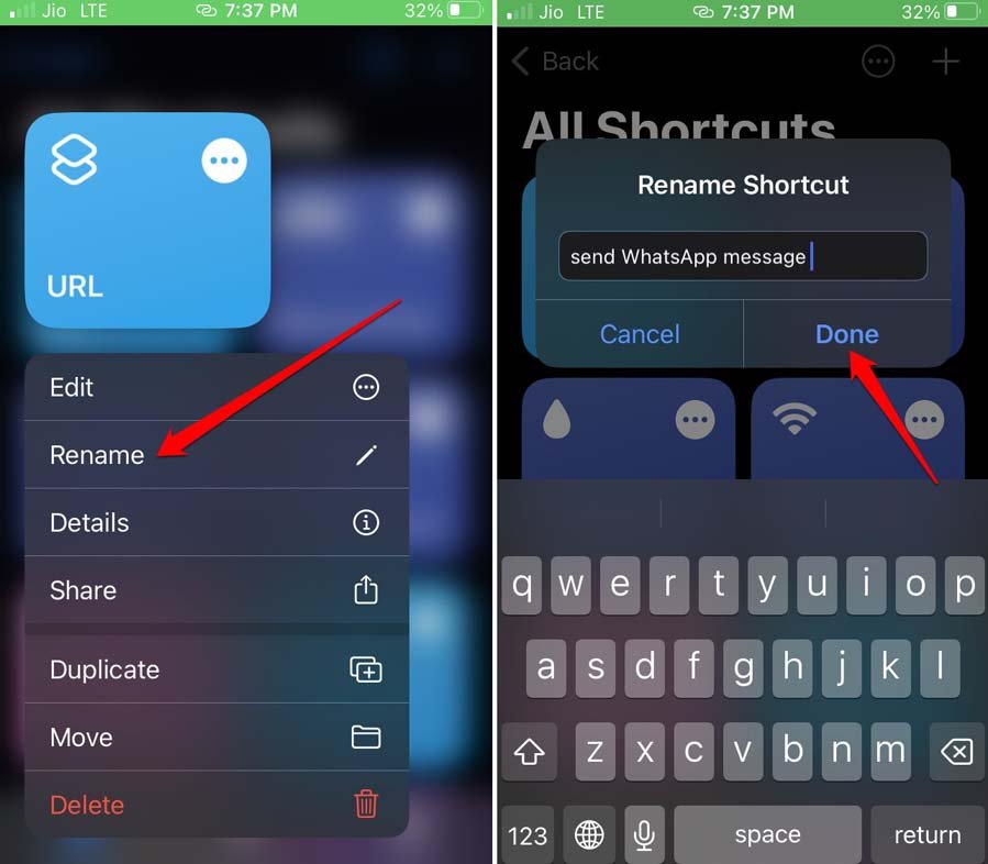 How to Send WhatsApp Message Without Adding Number on iPhone and Android? 12 rename Siri shortcut for sending WhatsApp message