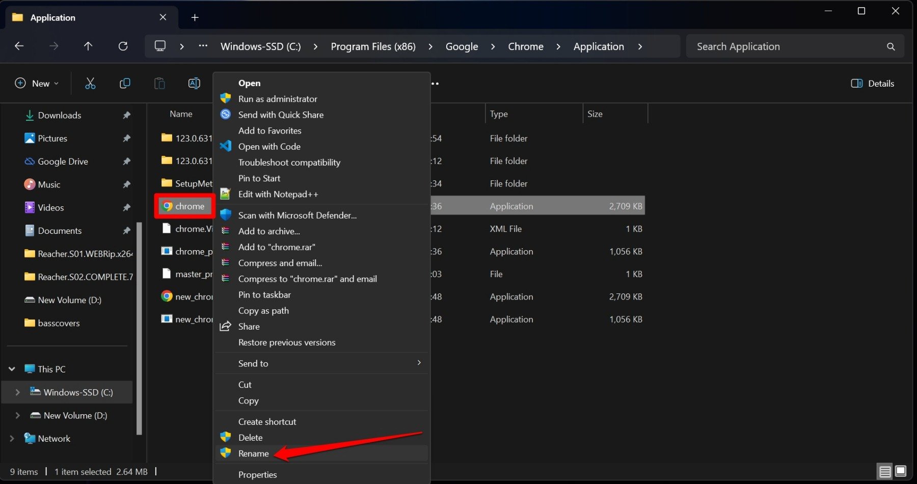 rename chrome exe file
