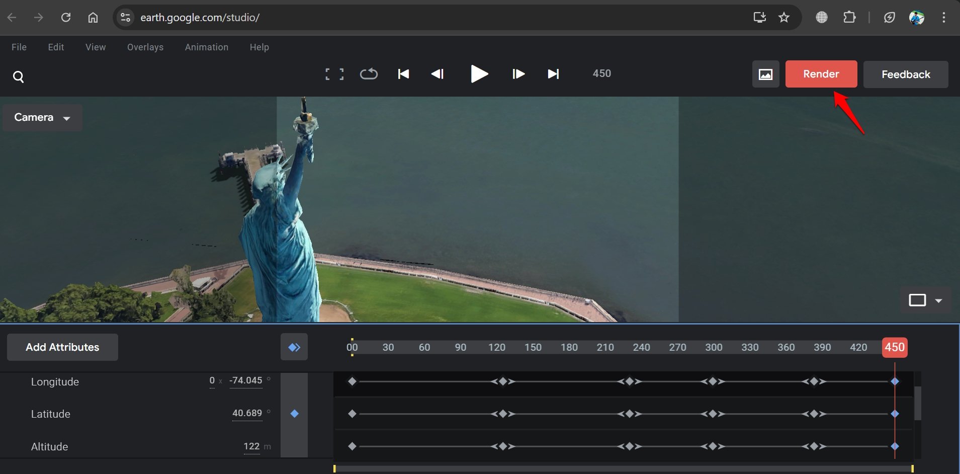 How to Create Fake Drone Shots Using Google Earth Studio? 21 render final drone footage in Google Earth studio