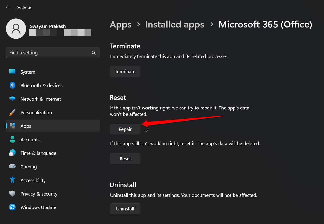 repair Microsoft Office
