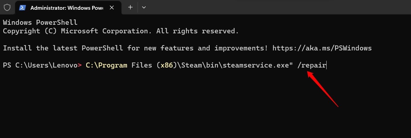 repair Steam app