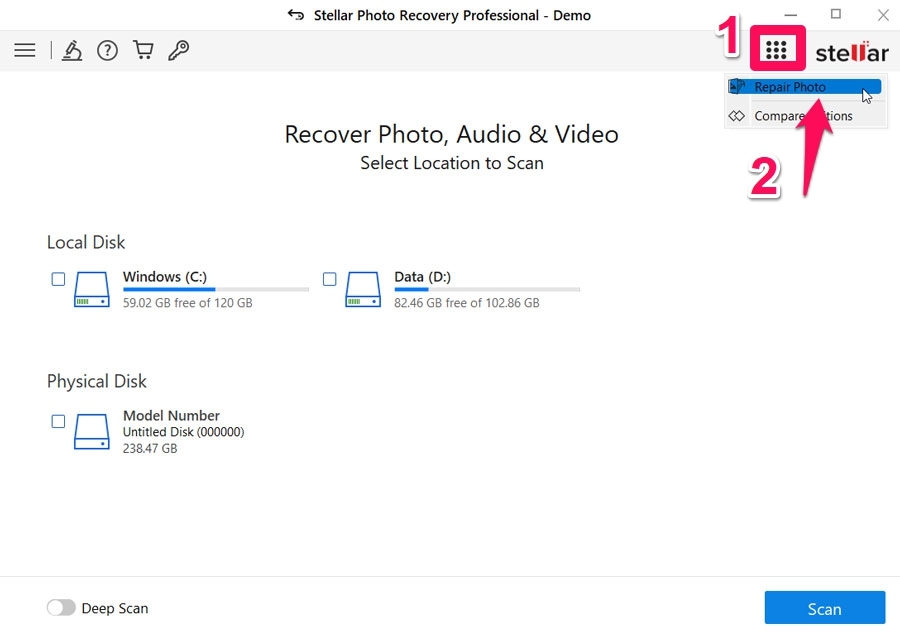 How to Recover Deleted Photos on Windows PC? 8 tap on six dot button