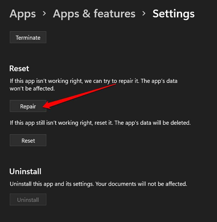 How to Fix Background Apps Permissions Option Missing on Windows 11? 17 repair the Settings app