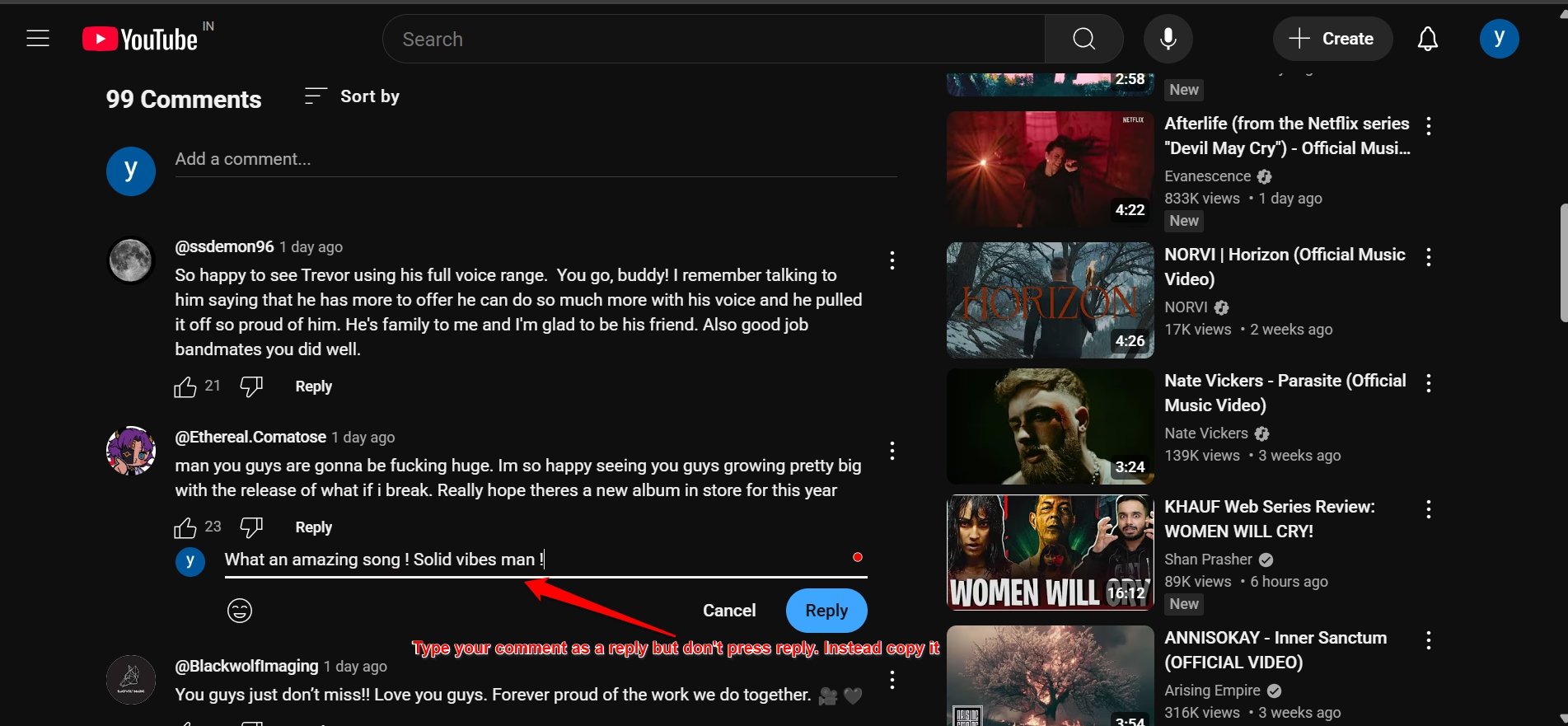 How to Fix YouTube Comment Showing Black Text in Dark Mode? 5 reply to YouTube comment