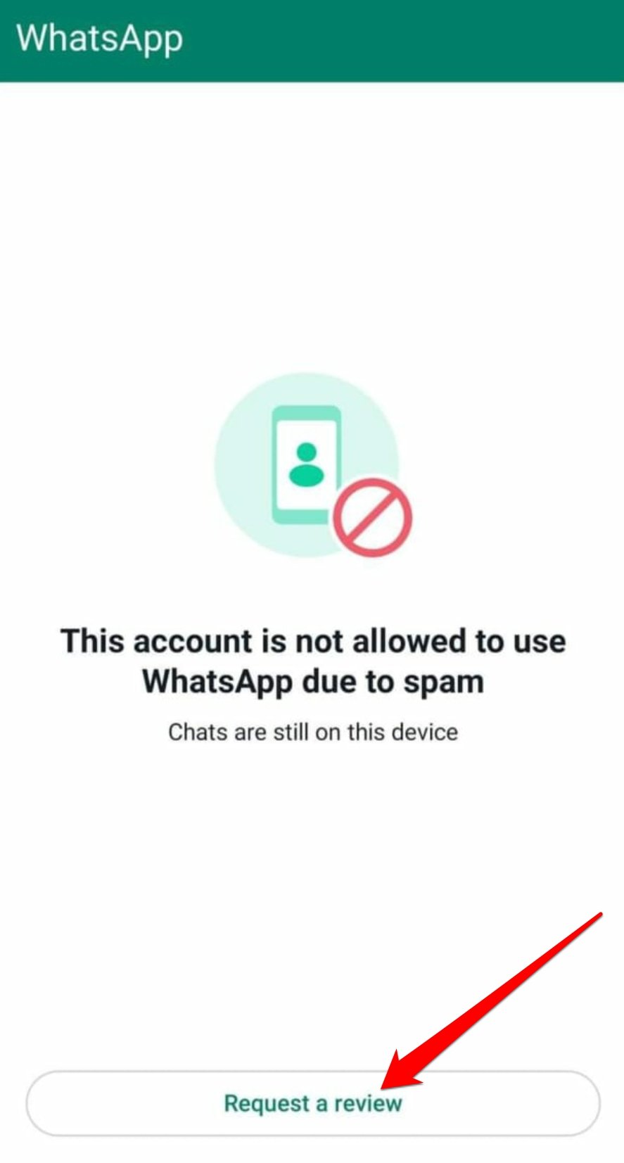 request a review to revoke WhatsApp ban