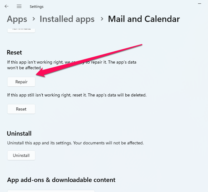 How to Fix Windows Mail Error Code 0x80040b0b? 9 Reset Mail and Calendar App