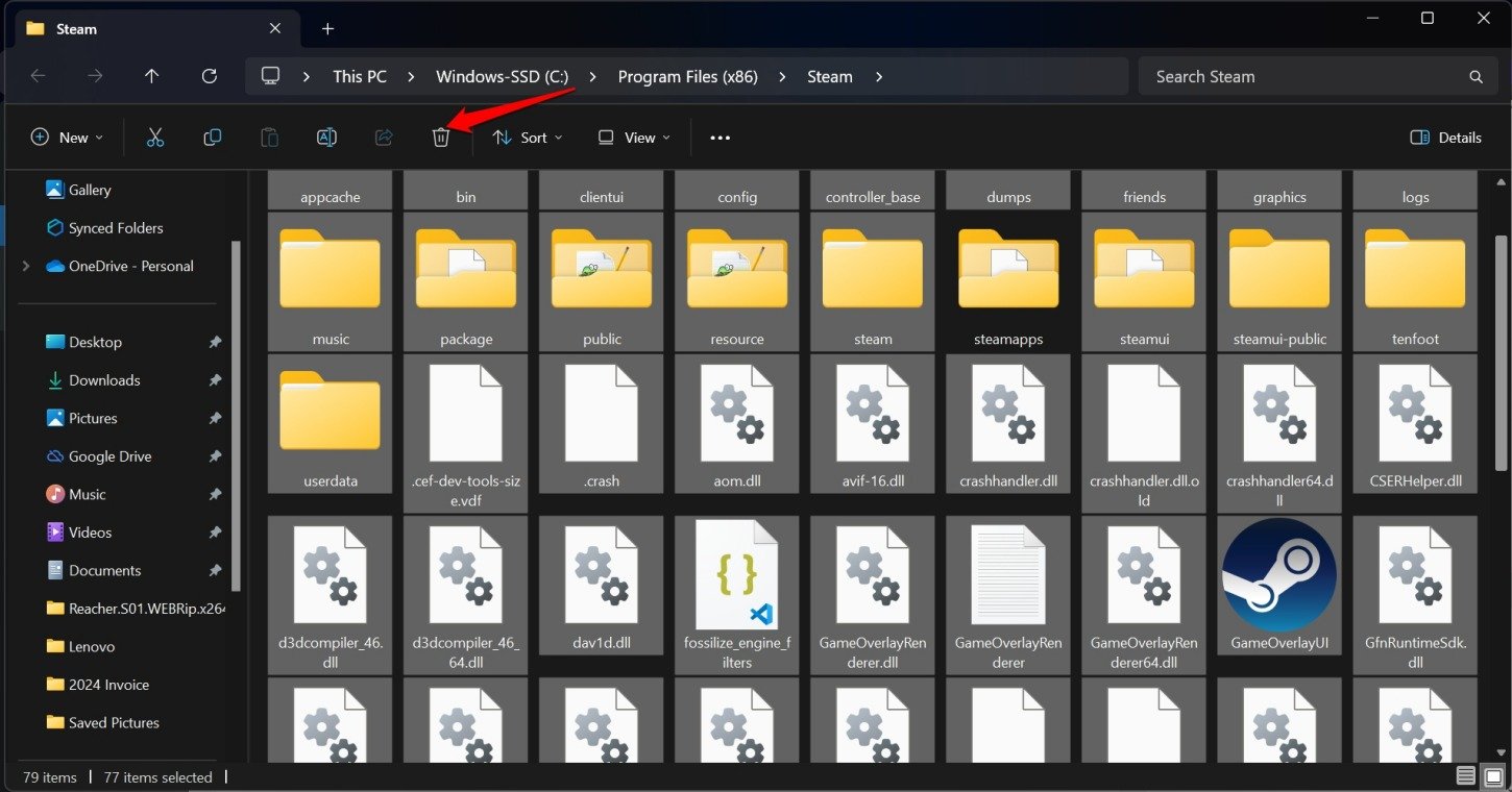 reset Steam client windows 11 