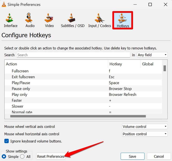 How to Fix VLC Shortcuts Not Working Problem in Windows 11? 17 reset VLC hotkeys preference