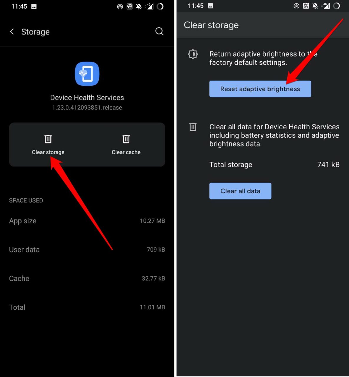 reset adaptive brightness