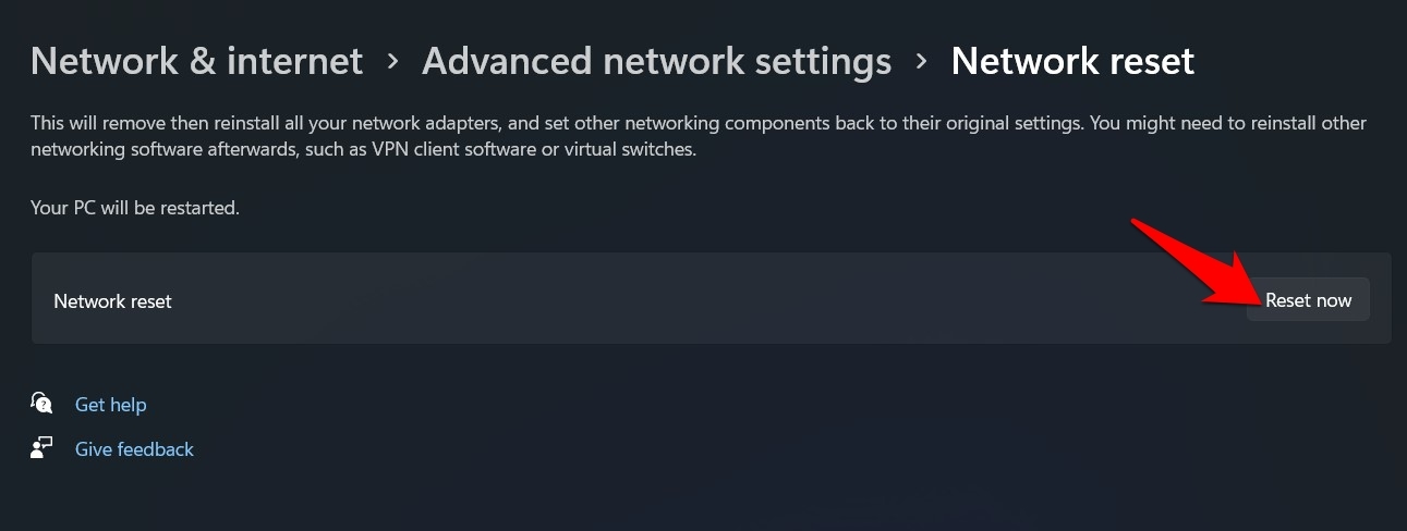 Fix: Cannot Connect iPhone Hotspot with Windows 11 WiFi 7 reset-network-windows-11