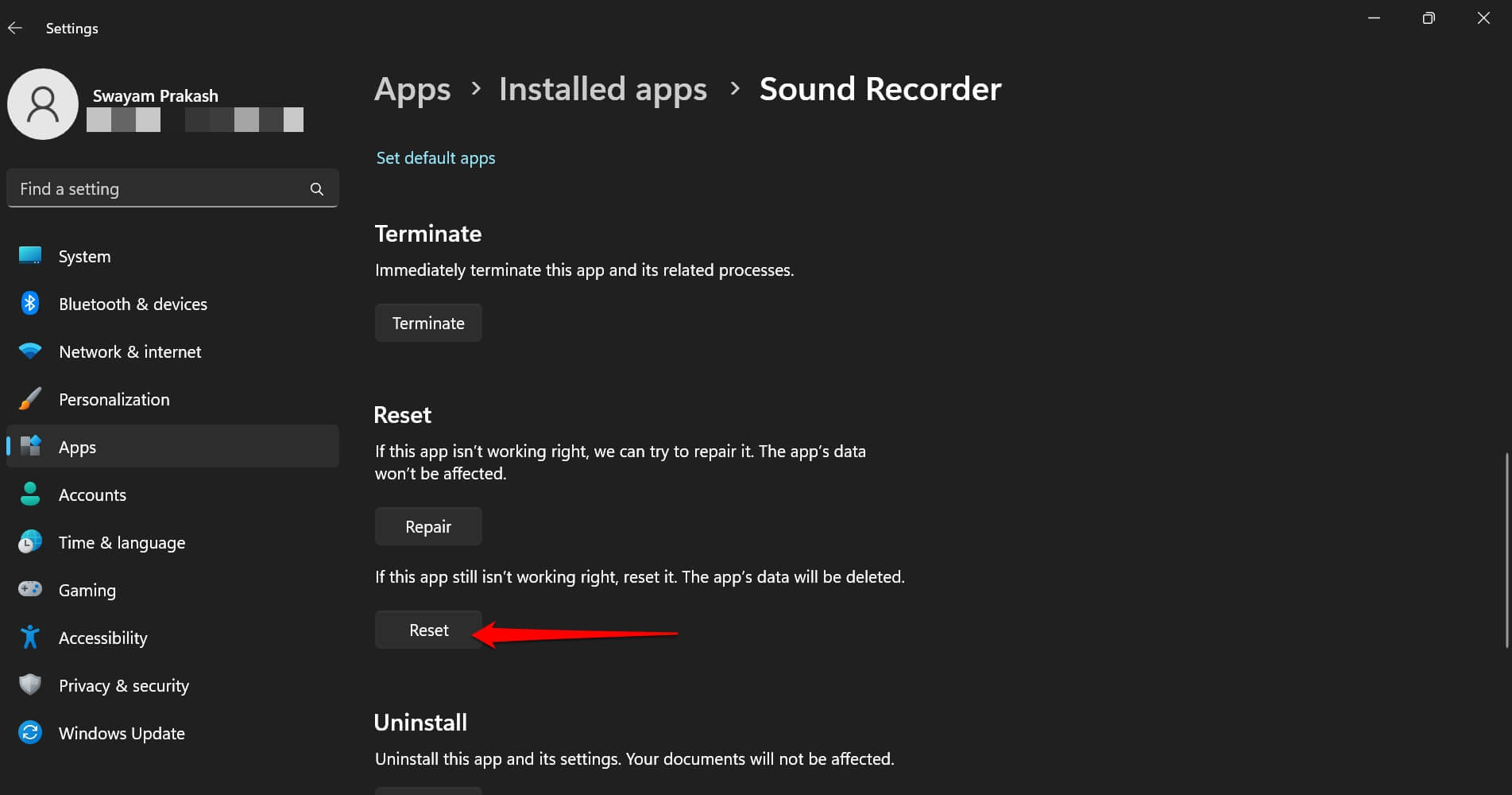 How to Fix Sound Recorder Not Working on Windows 11? 16 reset the Sound recorder app Windows