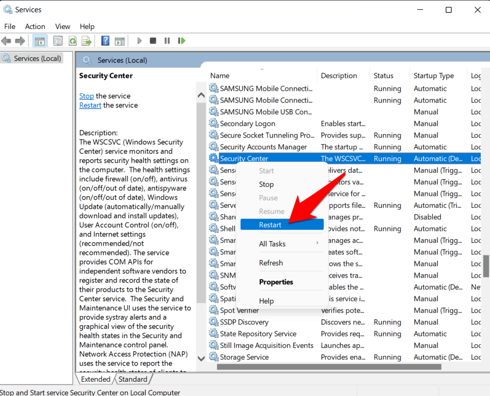 How to Fix Windows 11 Defender Security Not Working? 3 restart security center service in windows 11