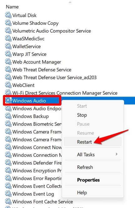 How to Fix HDMI Audio Not Working in Windows 11? 12 restart windows audio services