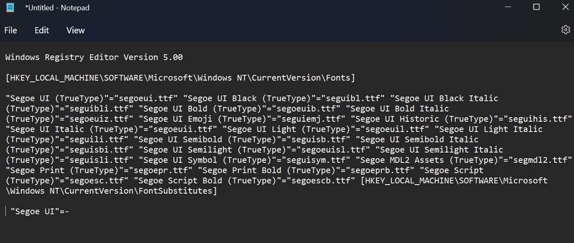 restore default system font