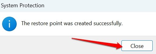 How to Create a Restore Point in Windows 11 8 restore point created successfully
