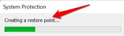 restore point creation in progress