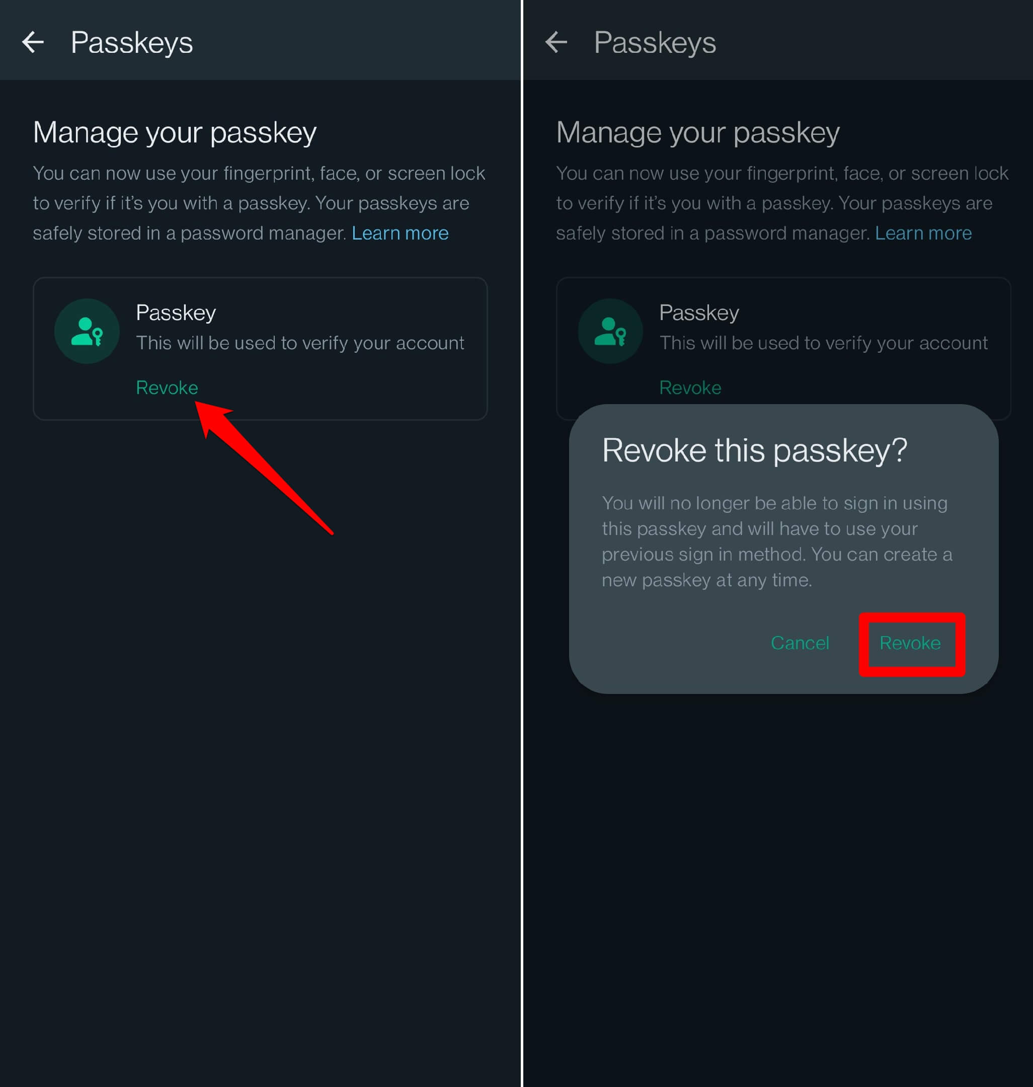 How to Set Up WhatsApp Passkey and Use it 6 revoke whatsapp passkey