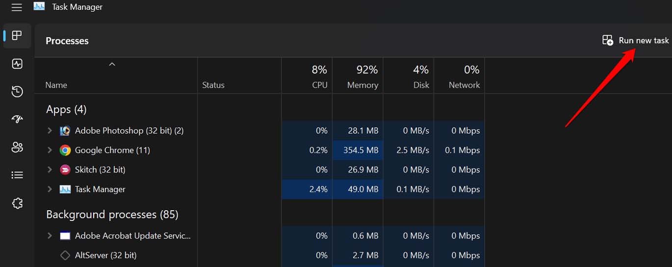 8 Best Ways to Open Services on Windows 11 20 run new task in Windows task manager