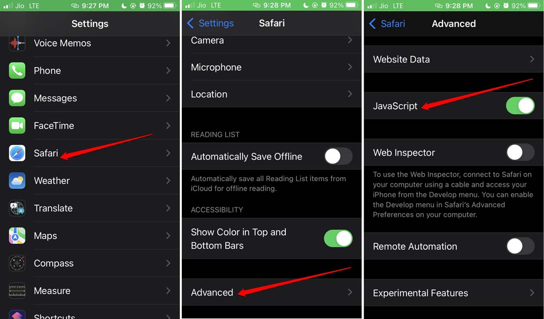 How to Fix Safari Browser Not Playing Videos on iPhone? 6 safari enable javascript