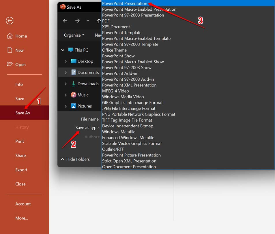 How to Fix Videos Not Playing in PowerPoint Presentation? 9 save as type powerpoint presentation