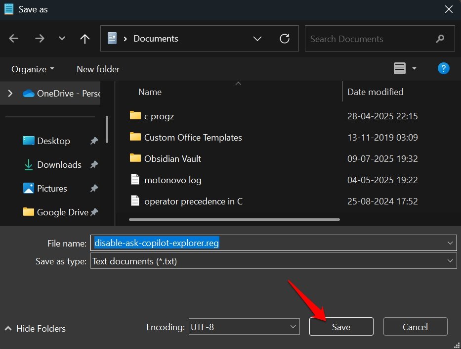 Disable Ask Copilot in File Explorer Context Menu on Windows 11 8 save registry file to disable ask copilot