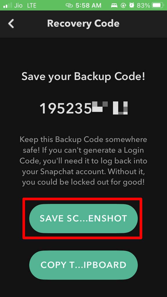 How to Enable Two-Factor Authentication on Snapchat? 22 save screenshot
