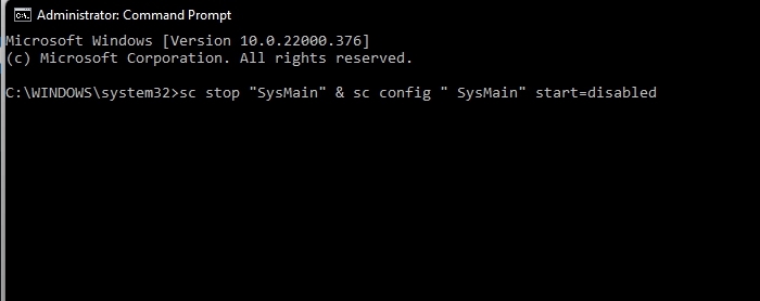 Fix: Service Host SysMain High disk Usage in Windows 11 8 sc stop