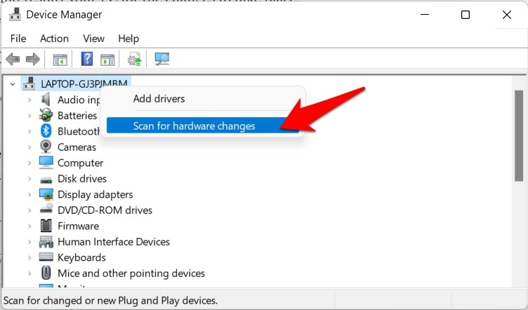scan for hardware changes windows 11