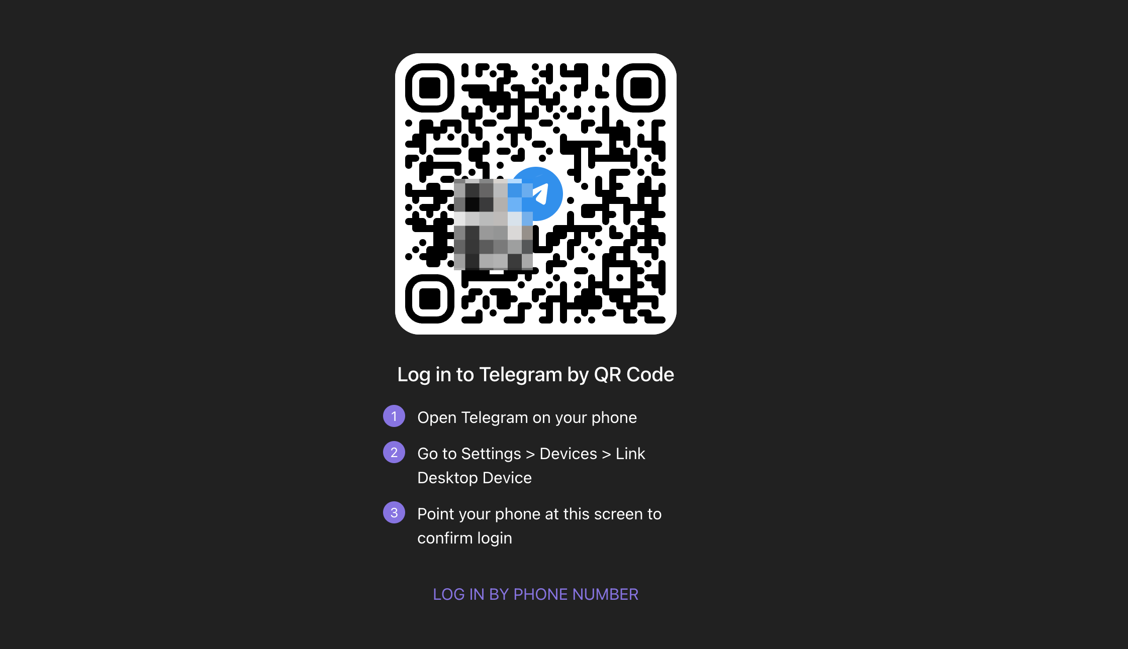 scan the Telegram Web