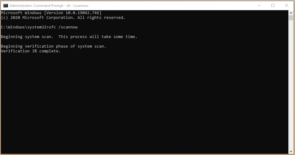 scanning process begins