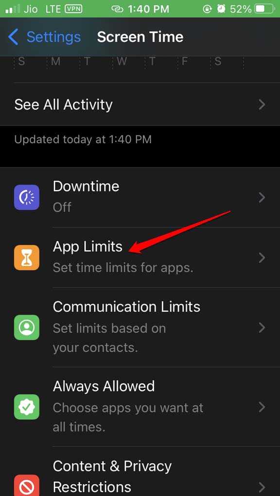 screen time app limits