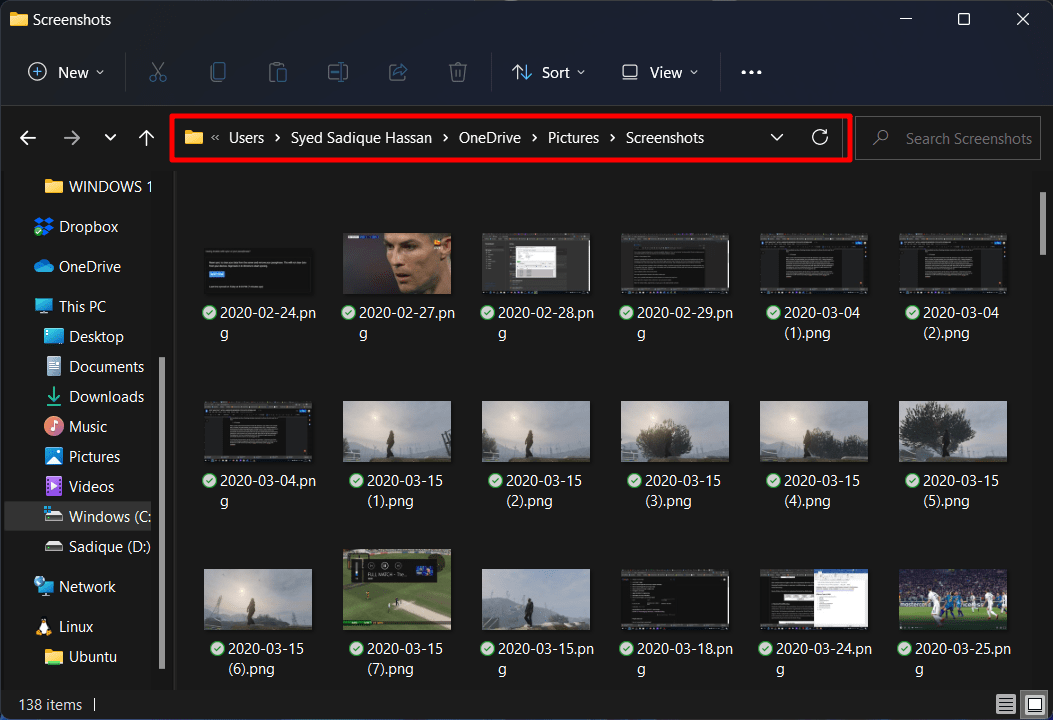 screenshot taken via windows and print screen key