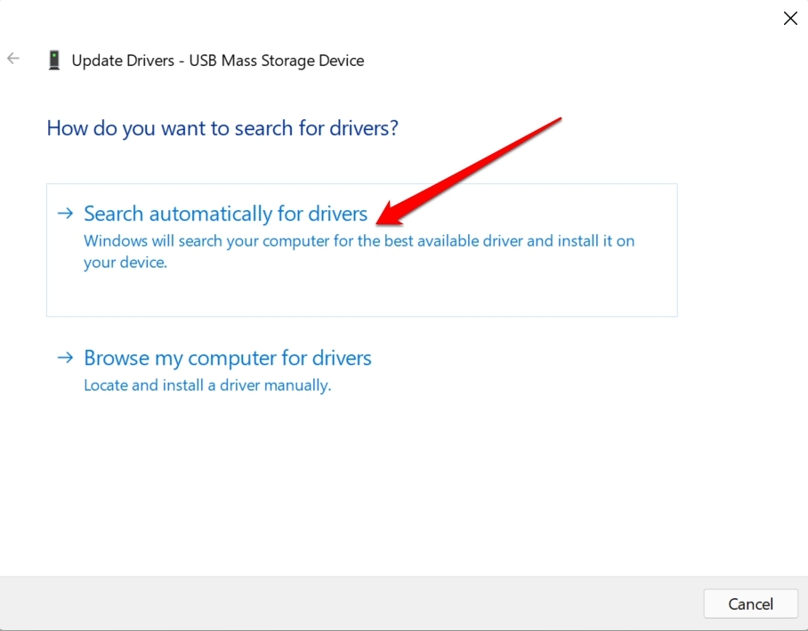 How To Safely Eject External Hard Drive On Windows 11? 8 search automatically for drivers