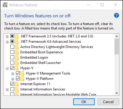 search for Hyper-V