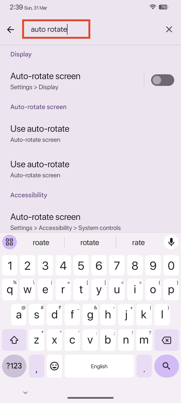 How to Fix Android Screen Rotation Not Working 2 search for auto rotate