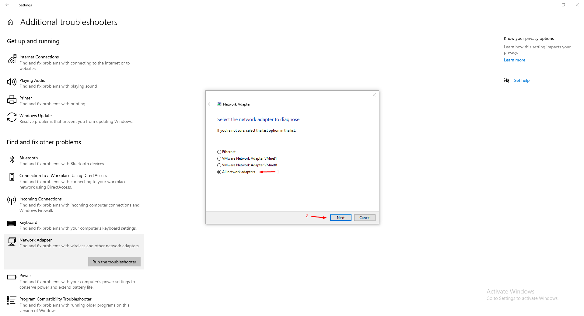 How to Fix the Windows Update Error Code 8024402C? 5 select “All network adapters” to continue