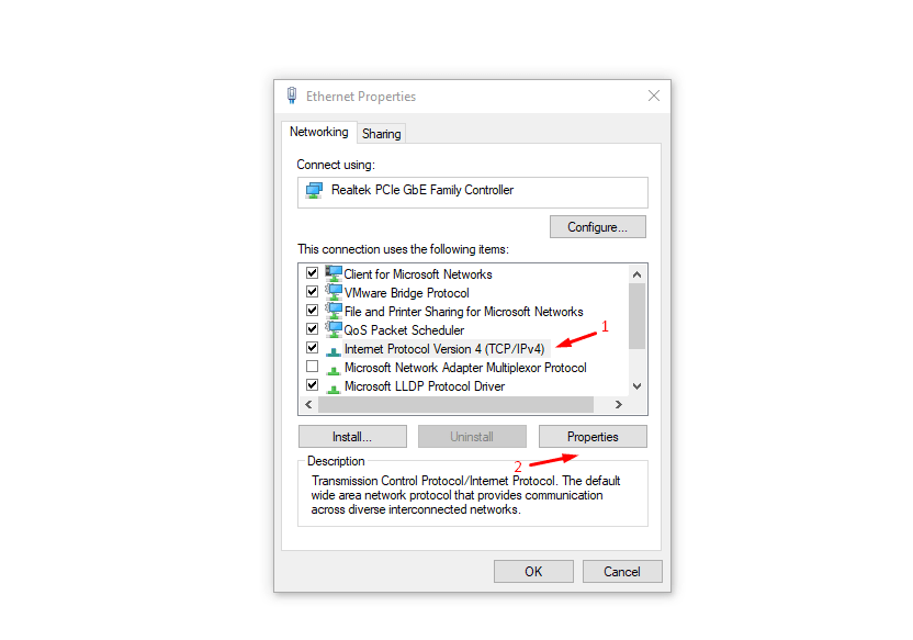 How to Speed Up Downloads on Windows 10? 15 select-Internet-Protocol-Version-4-TCPIPv4-and-then-click-Properties-to-reveal-its-options